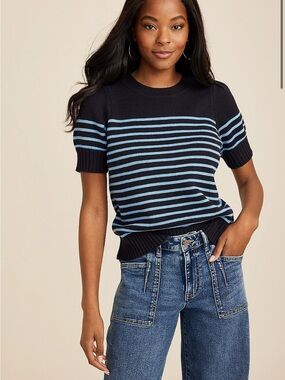 Maurices Navy Ribbed Knit Classy Top